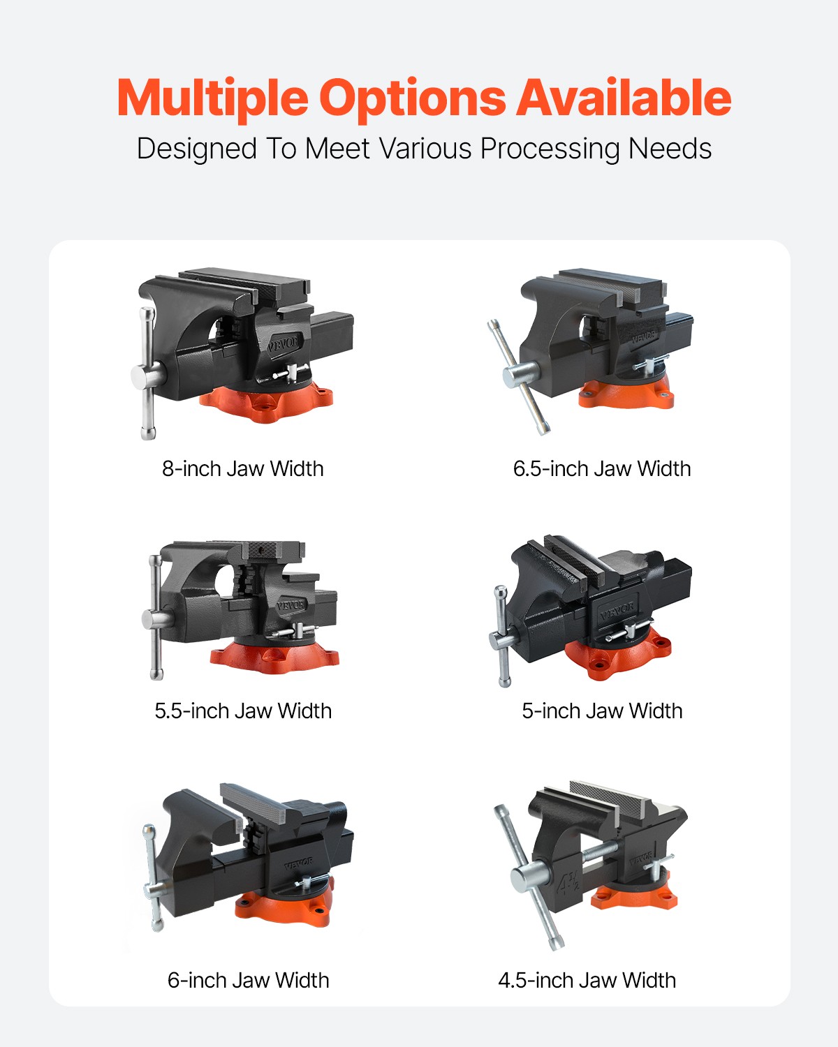 VEVOR 8" Bench Vise Multipurpose Heavy Duty Ductile Iron Swivel Locking Base
