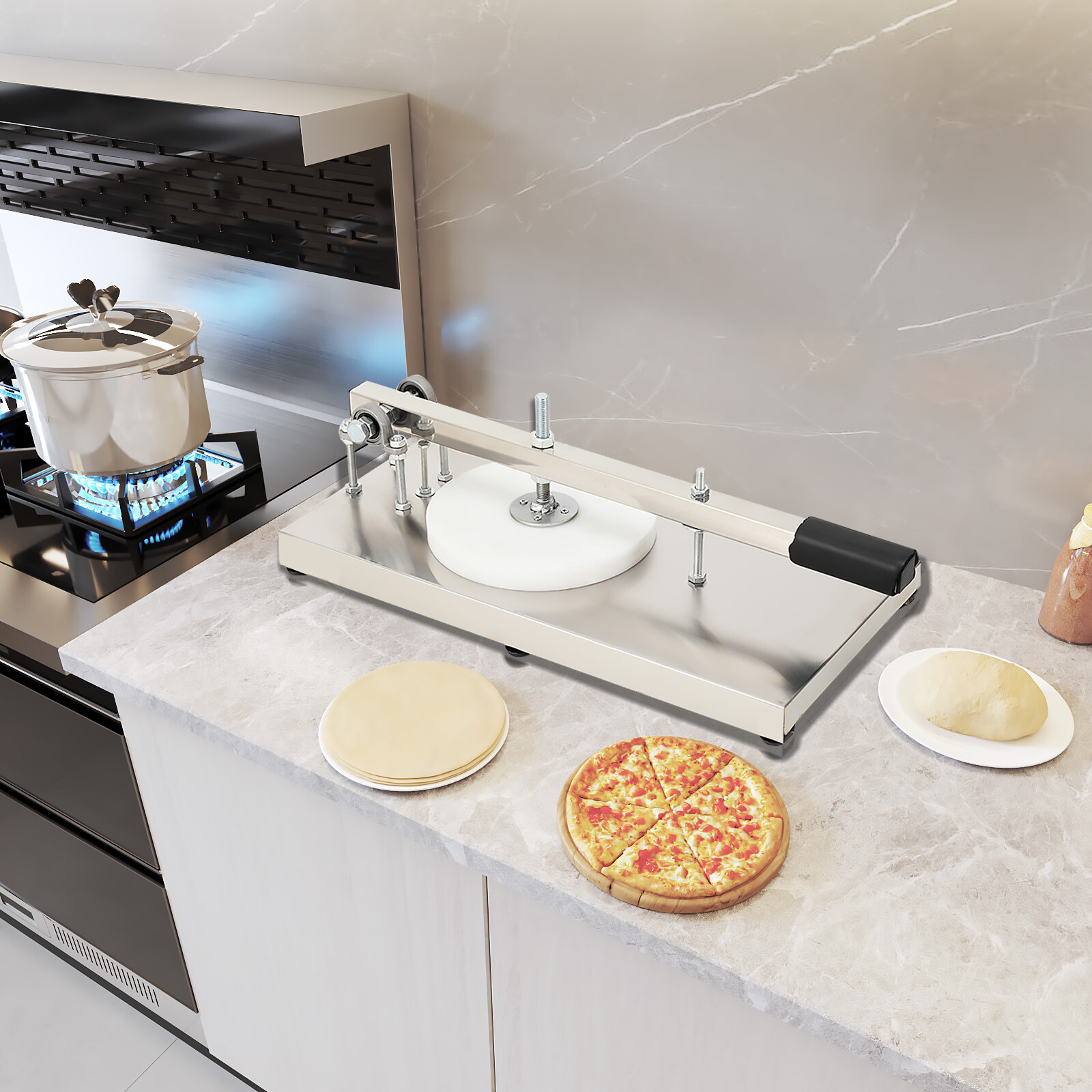 Manual Pizza Dough Press Machine 20cm Stainless Steel Commercial Cake Press