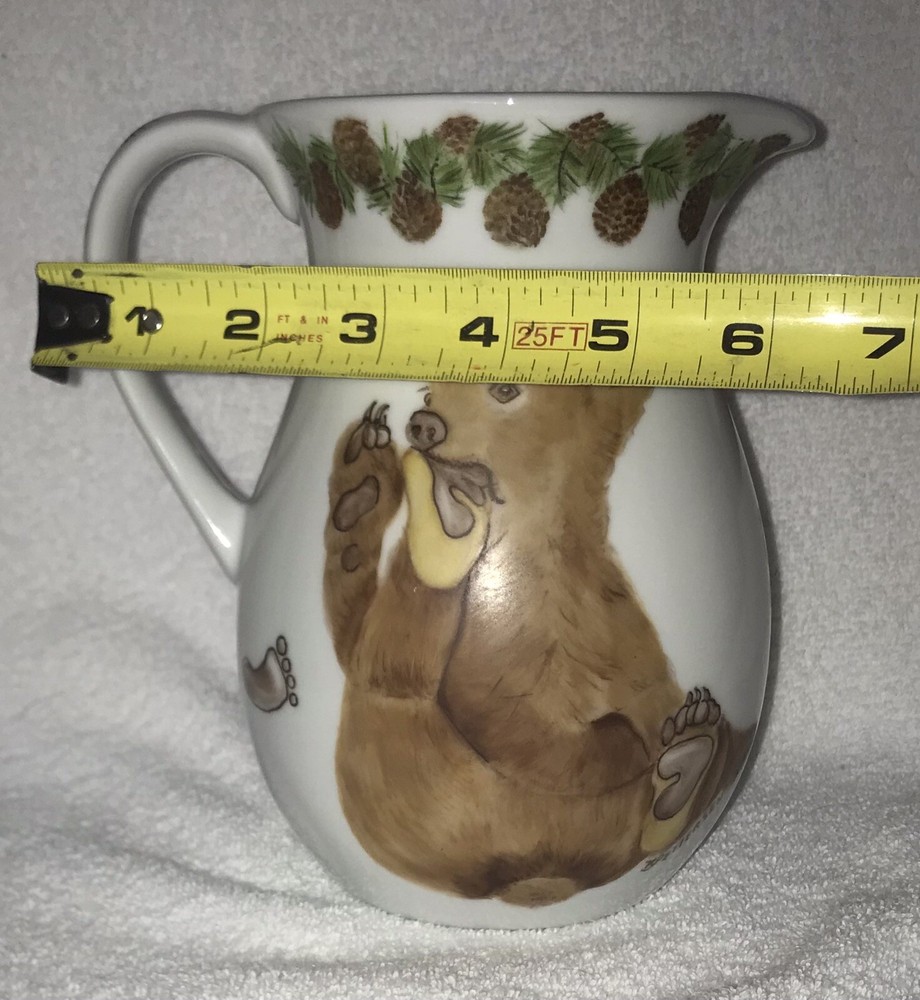 Signed Hand Painted Honey Bear Pitcher