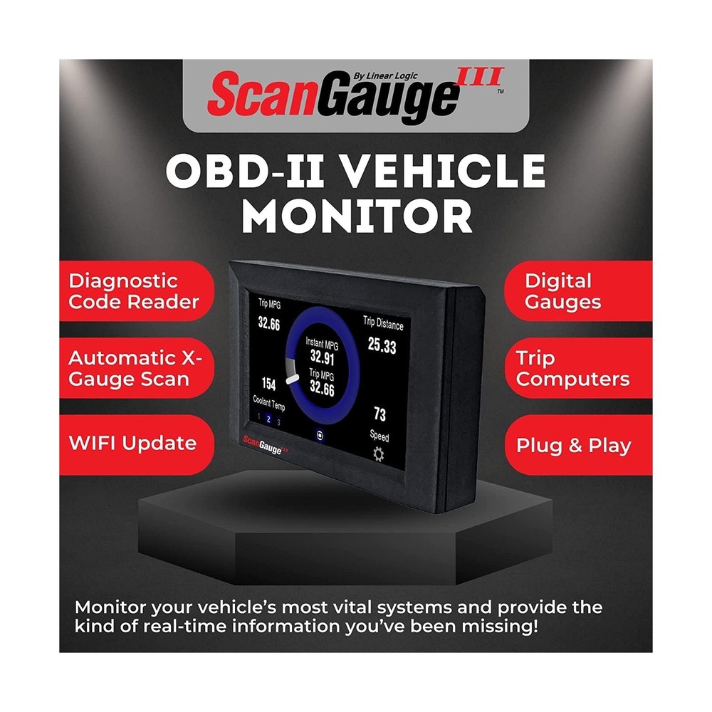ScanGauge 3 All New Touch Screen OBD2 Code Reader, Digital Gauges & Trip Comp...