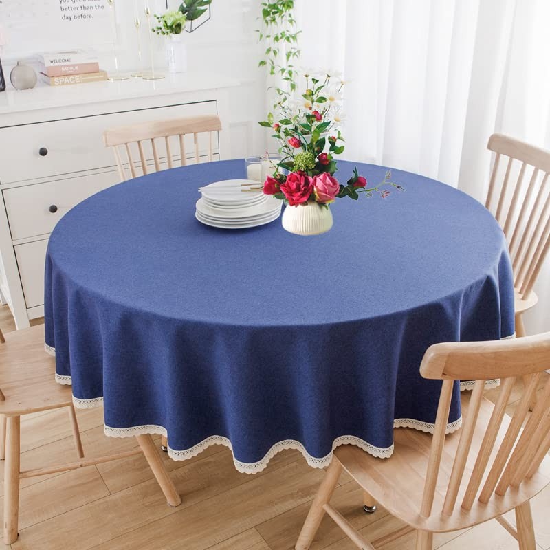 Tablecloth - 55" Inch Round Tablecloth for Circular Table 55" (Round) Navy Blue