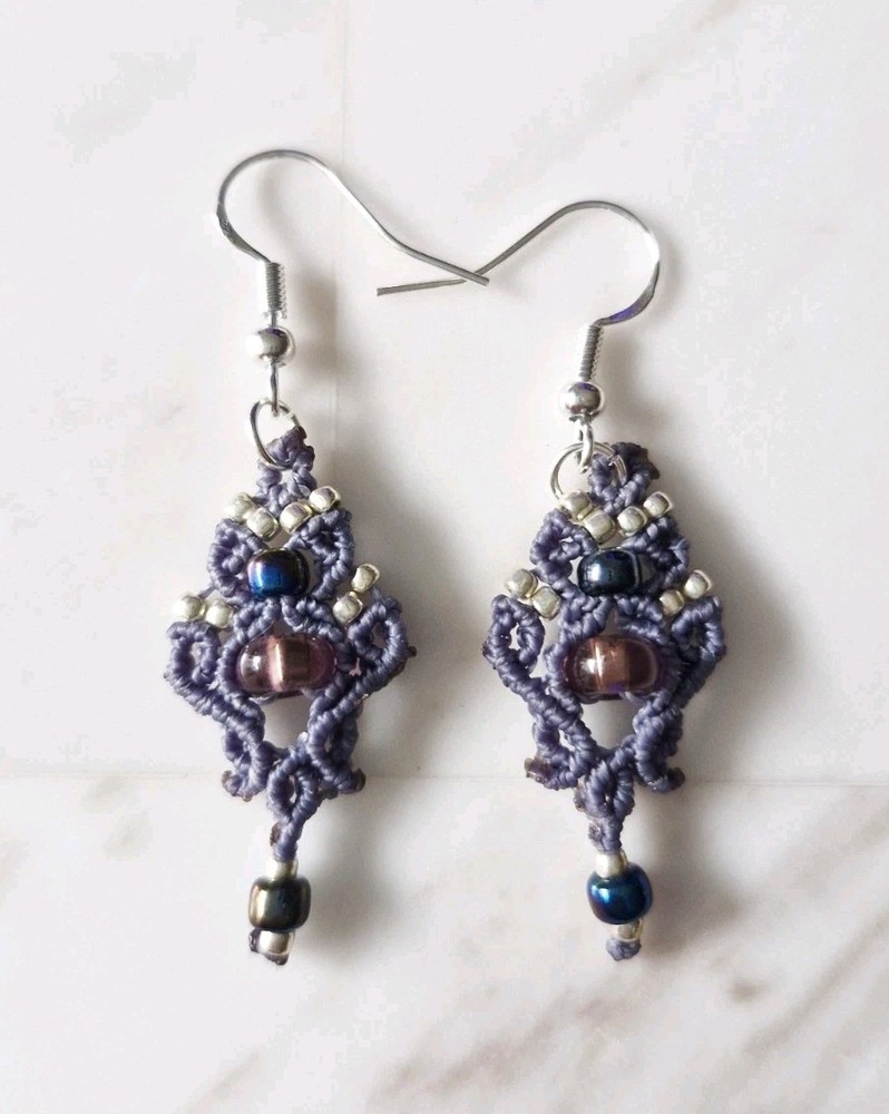 Handmade trinity bead drop earrings[gray]