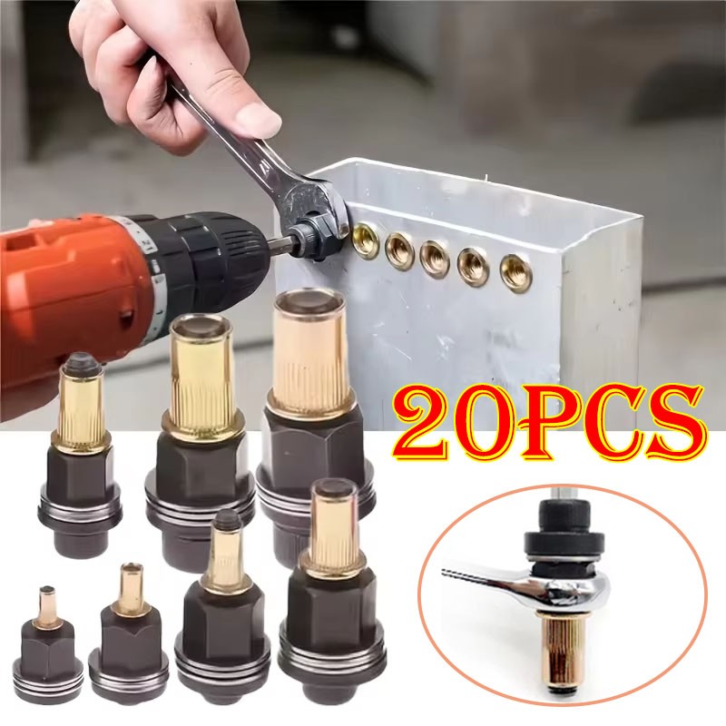 Manual Rivet Nut Tool Adapter Carbon Steel Flat Head Threaded Insert Nuts