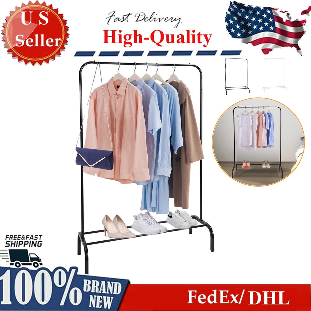 33lbs Loading Clothing Racks w/ Bottom Shelf Ideal for Efficient Organization