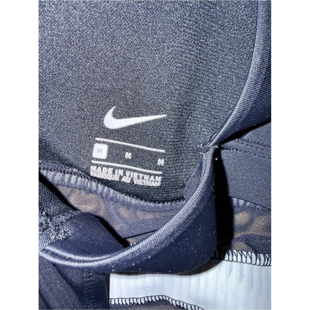 Nike Mesh Solid Edge V-Back One Piece Swimsuit Black Striped Medium Athletic