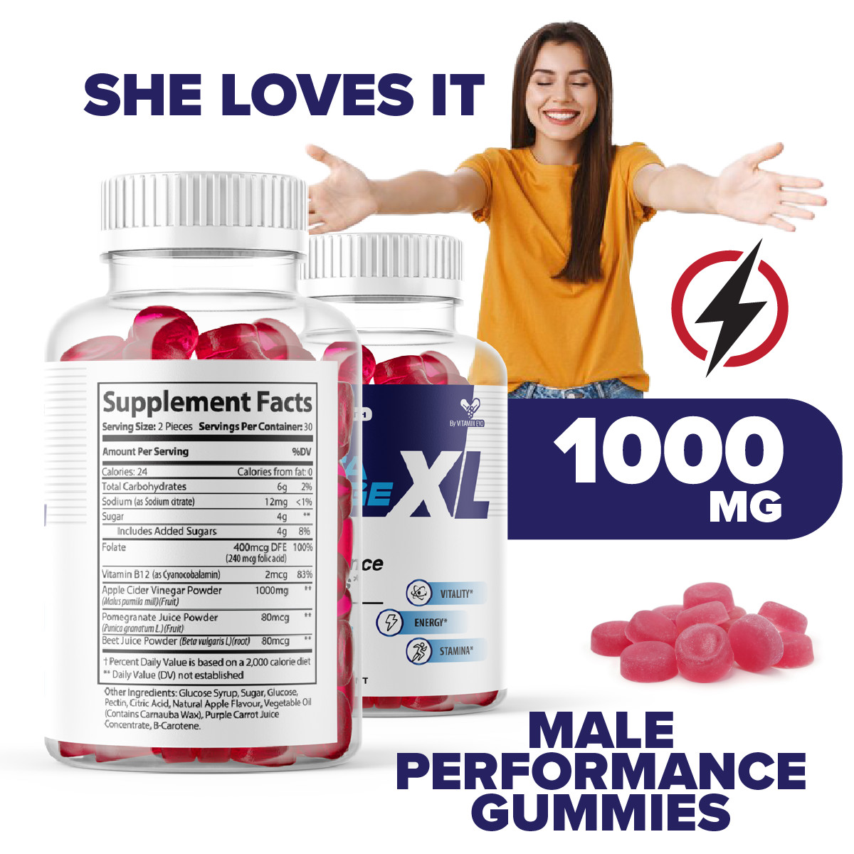 Insta Surge XL Male Performance Gummies Men Advanced InstaSurgeXL (60 Gummies)