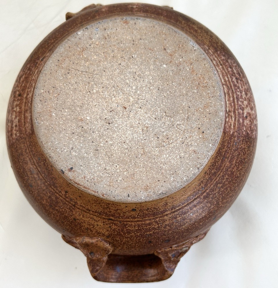 Vintage Primitive Stoneware Lidded Bean Pot Marked Townsend