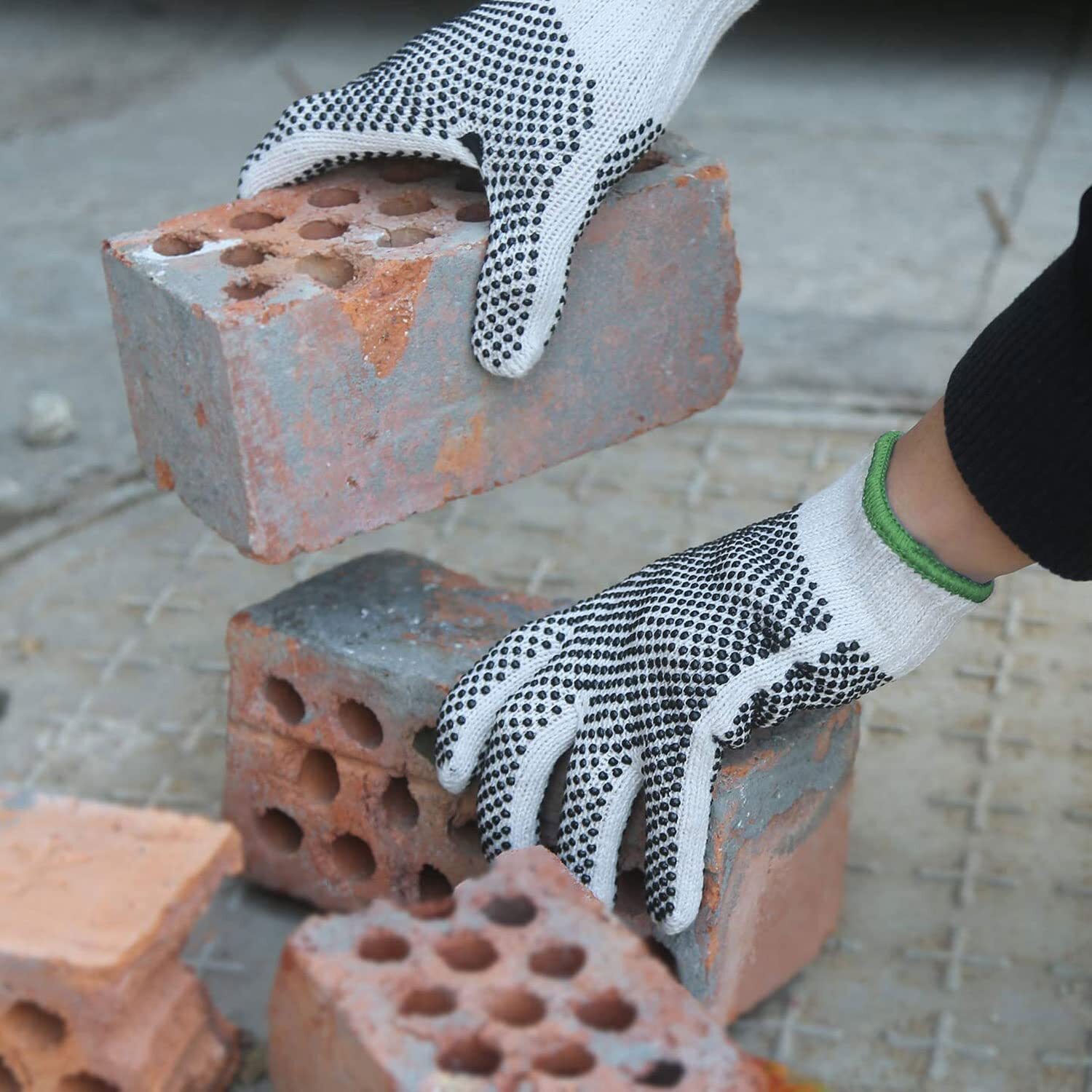 EvridWear Cotton Polyester String Knit Work Gloves With Two Side Dots, 12 Pairs