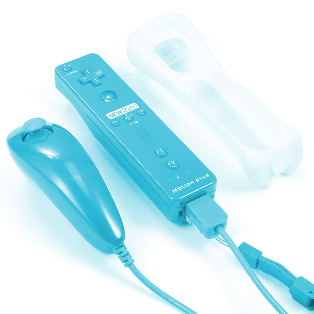2x Wii & Wii U Motion Plus Remote Controller Joytisk + Nunchuck+Case for Will U