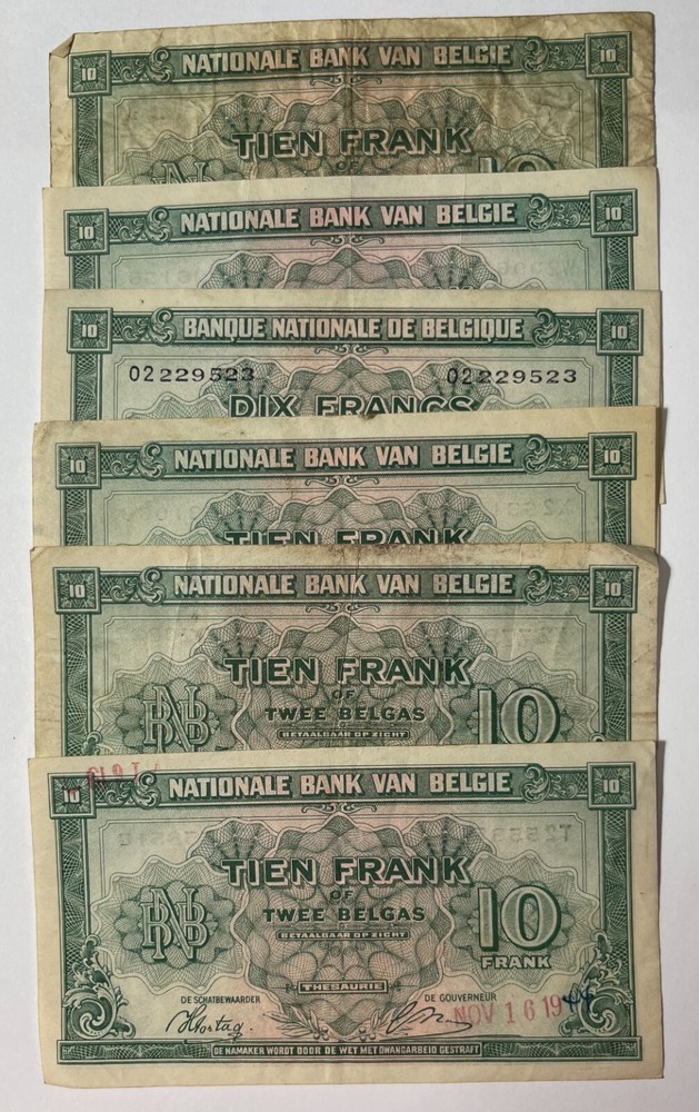 Belgium 12 mixed older notes (#428) mixed grades.