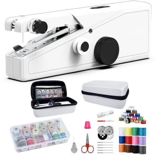 Handheld Sewing Machine For Beginners, Mini Sewing Machine Portable, Easy White