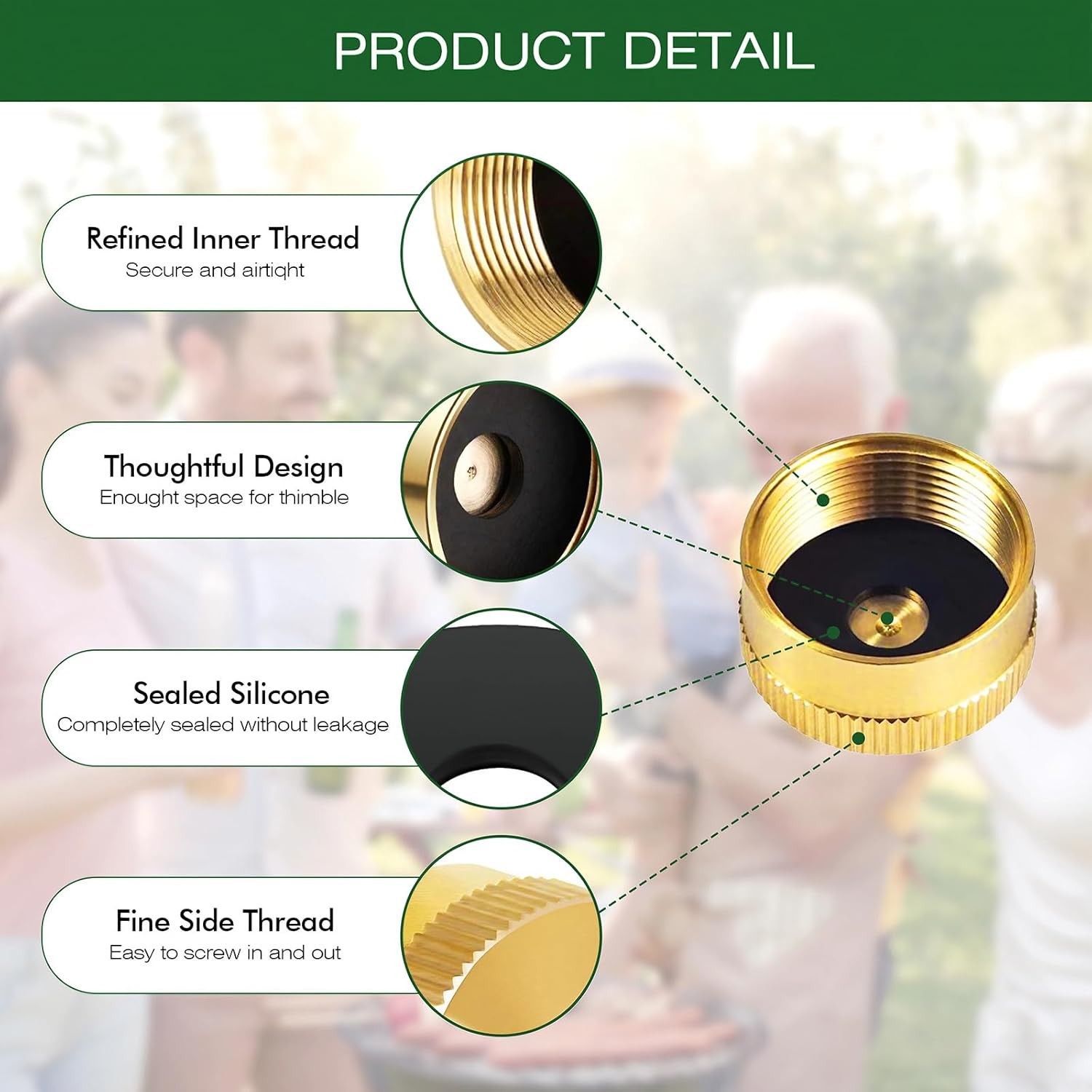 12 PACK 1LB Gas Refill Propane Bottle Cap Tank Threaded Valve Covers Solid Brass