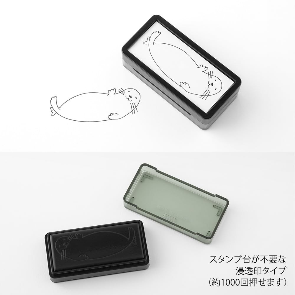 Midori Half Seal Pattern Rubber Stamp Self Inking Compact Design for Crafting