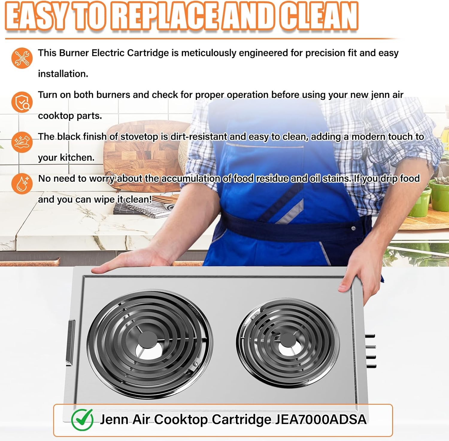 2xJEA7000ADSA Coil Element Burner Cartridge For JennAir JEA7000ADS Range Stove