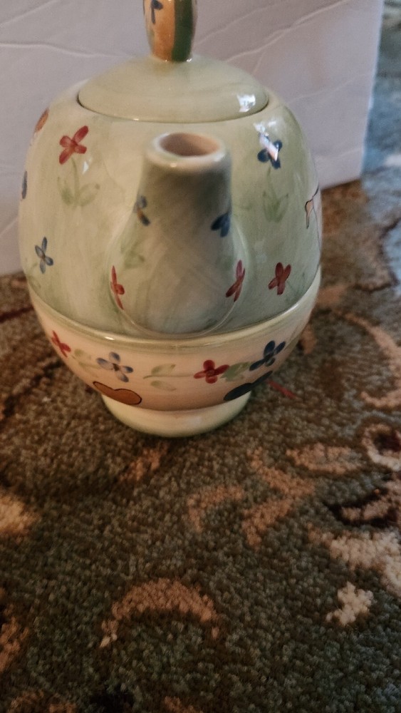 Beautiful Green Mesa International Angel Stackable 3pc Tea Pot Set!