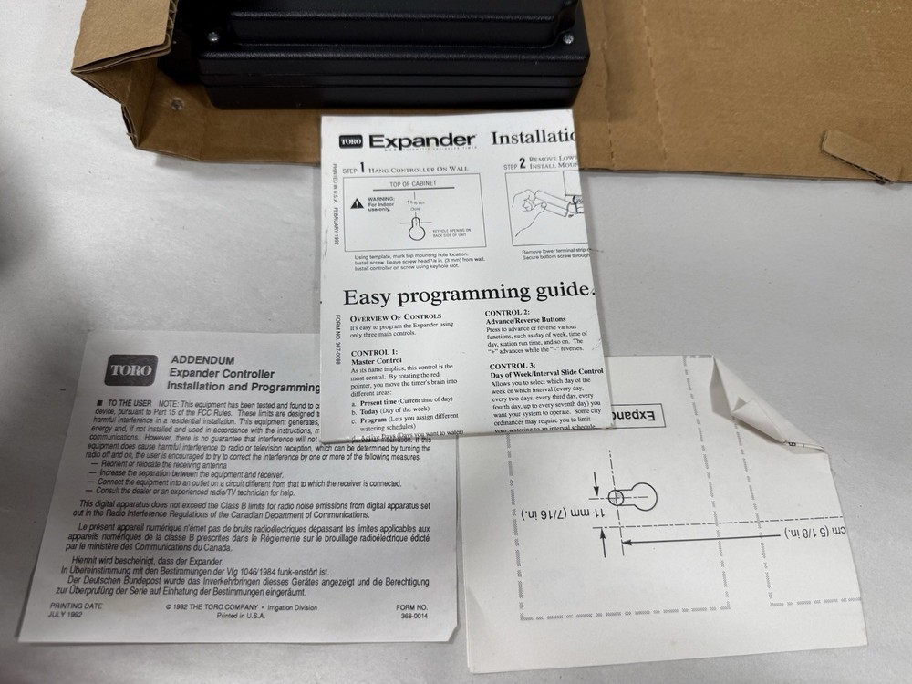 Toro Expander Automatic Sprinkler Timer 4 Station Dual Program NOS
