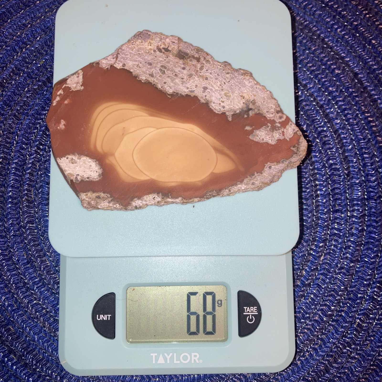 Bruneau Jasper Slab- 2.4oz/68g Not Polished Lapidary Slab With Beautiful Orbs