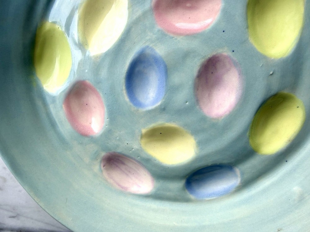 9.5” Deviled Egg Serving Dish, Handmade Pottery, Pastel Colors, Spring, Easter