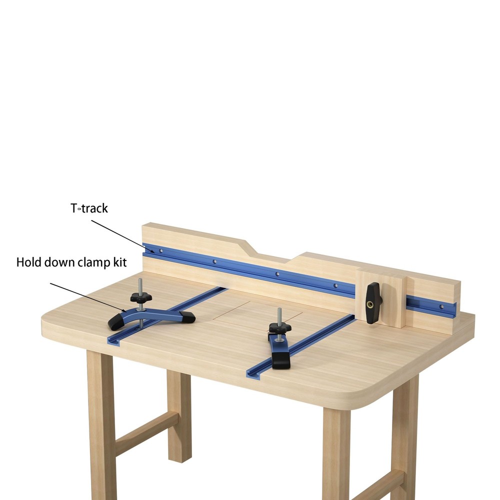 24" T-Track with 2 Hold-Down Clamps Intersection for Woodworking 2 Pack