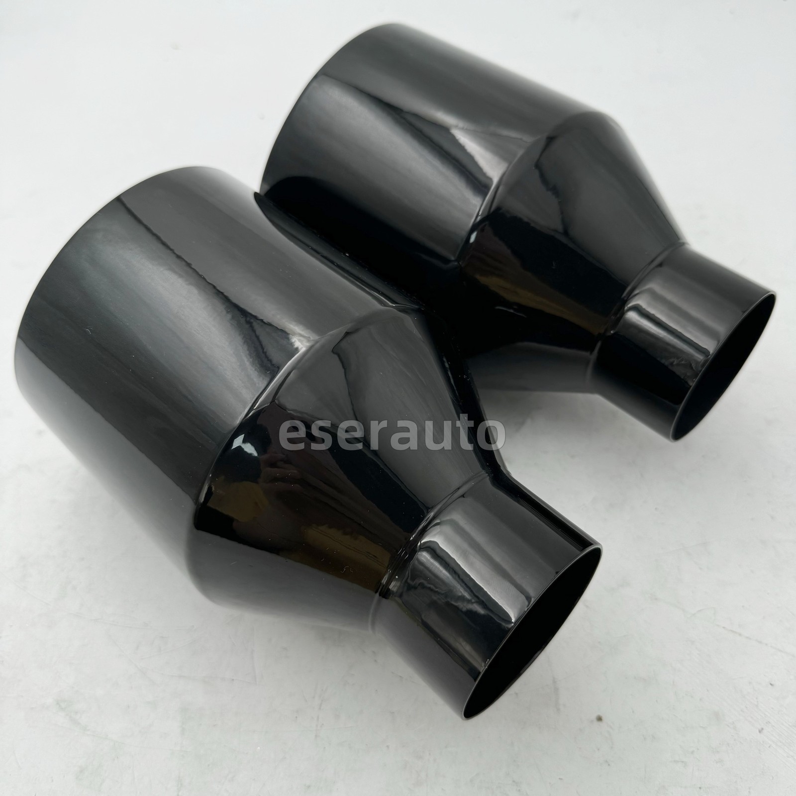 Pair Dodge RT SRT RAM 5″ Big Black Exhaust Tip 2.5″ Inlet Angle Cut Double Wall