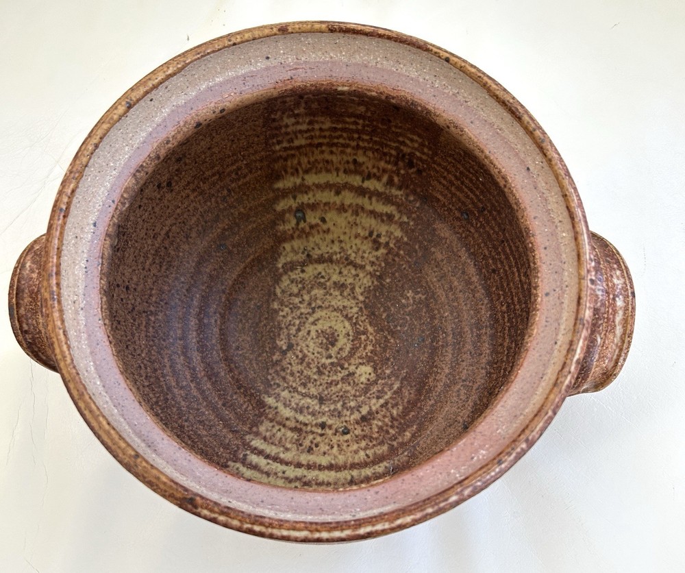 Vintage Primitive Stoneware Lidded Bean Pot Marked Townsend