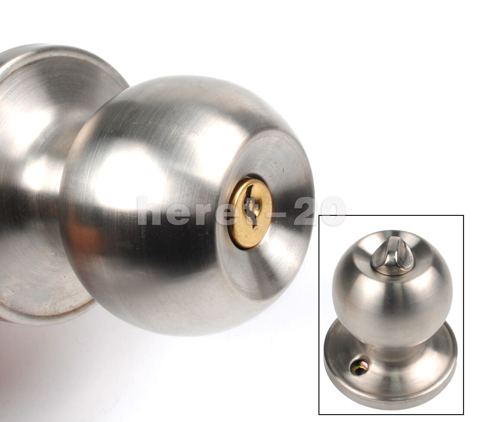 HighQuality Door Knob Privacy Lock Interior Bathroom Bedroom Stainless Steel