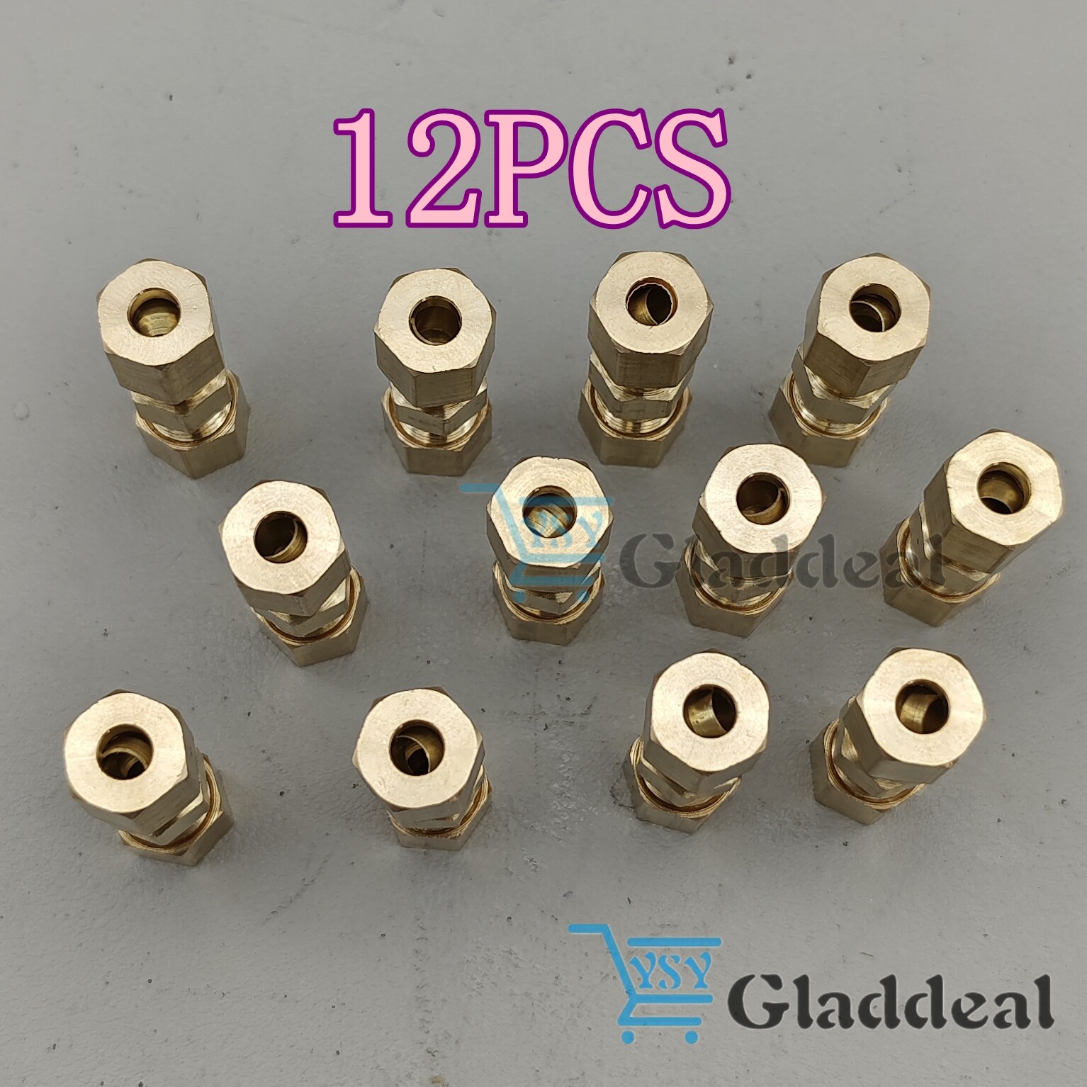12X Straight Brass Brake Line Inverted Compression Fitting Unions For 3/16" Tube
