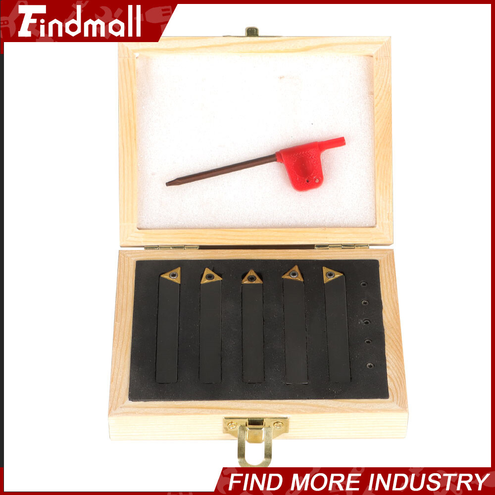 Findmall 5Pc 3/8" Lathe Indexable Carbide Insert &Turning Tooling Bit Holder Set