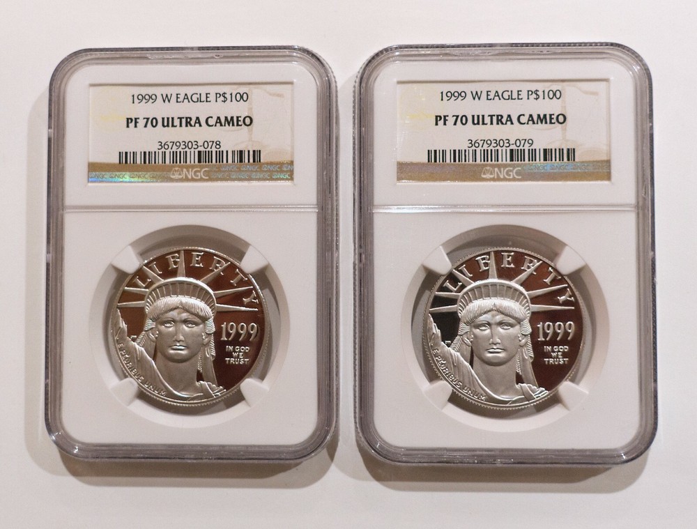 1999 Platinum Eagle $100 One Ounce NGC Rated PF70