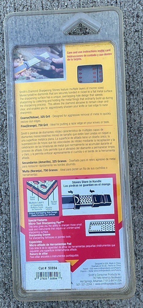 Smith's Combination Knife Sharpener Fine Coarse Diamond Sharpening Stone