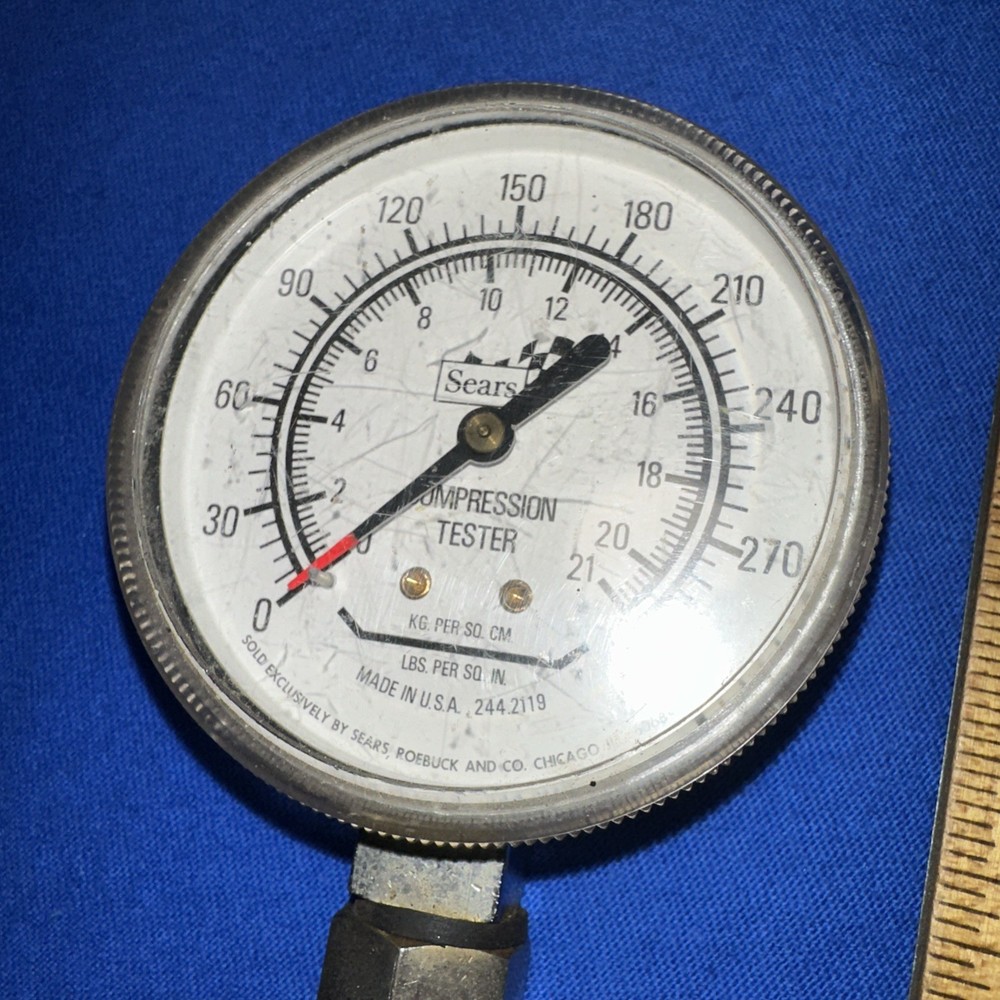 Vintage Engine Compression Tester Sears 244-2149 300PSI Used