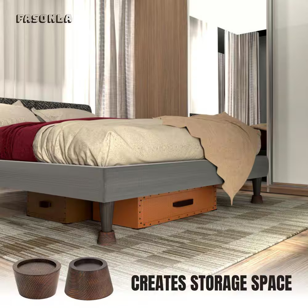 Adjustable Walnut Brown Bed Risers Furniture Risers, Square Table Desk Chair Ris