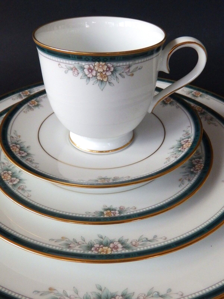 5pc Place Setting Noritake Landon Cup & Saucer Dinner Salad Bread Plates EUC