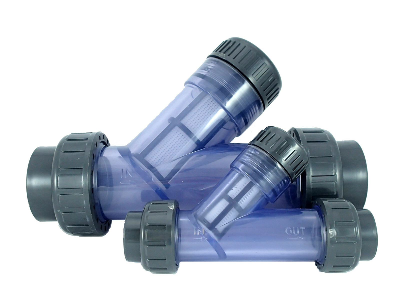 Clear PVC Y-Strainers / Y-Filters (1/2 inch to 4 inch diameter)