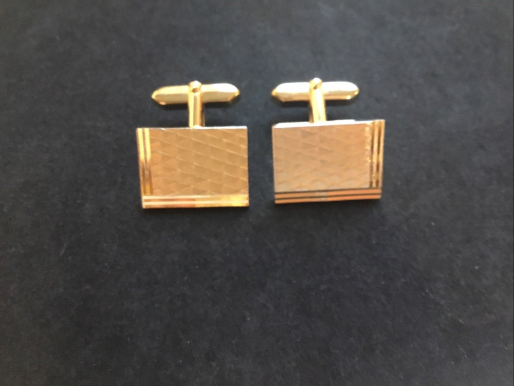 Beautiful Classic Gold Tone Cufflinks VGC Rectangle