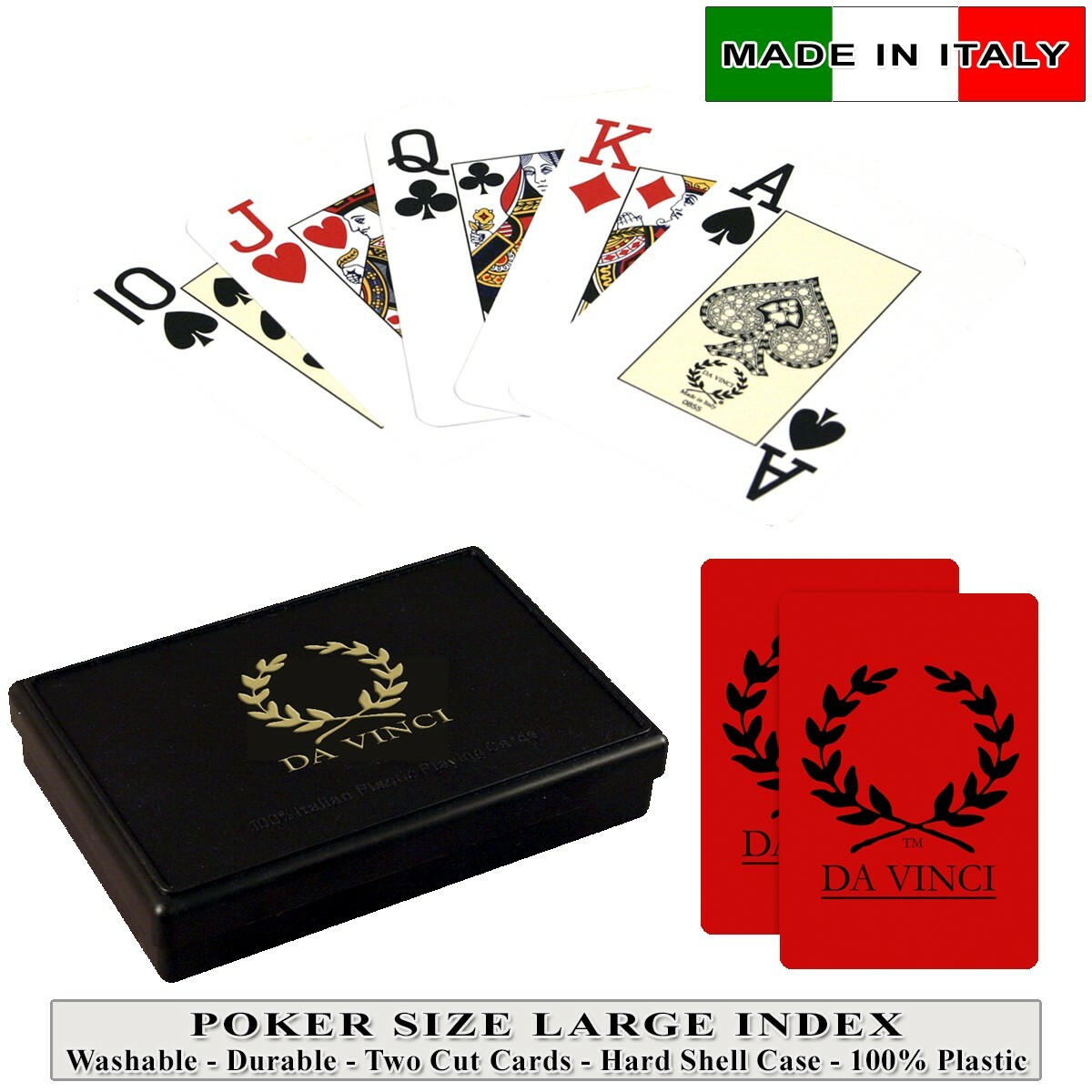 DA VINCI Ruote 100% Plastic Playing Cards - Poker Size Jumbo Index