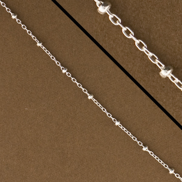 Sterling Silver Satellite Chain. Silver Chain by the Foot. Cable and Bead. S1324