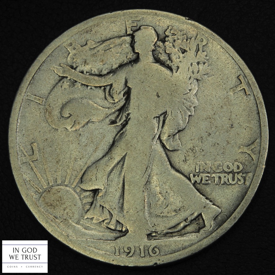 1916 Walking Liberty Silver Half Dollar 50C