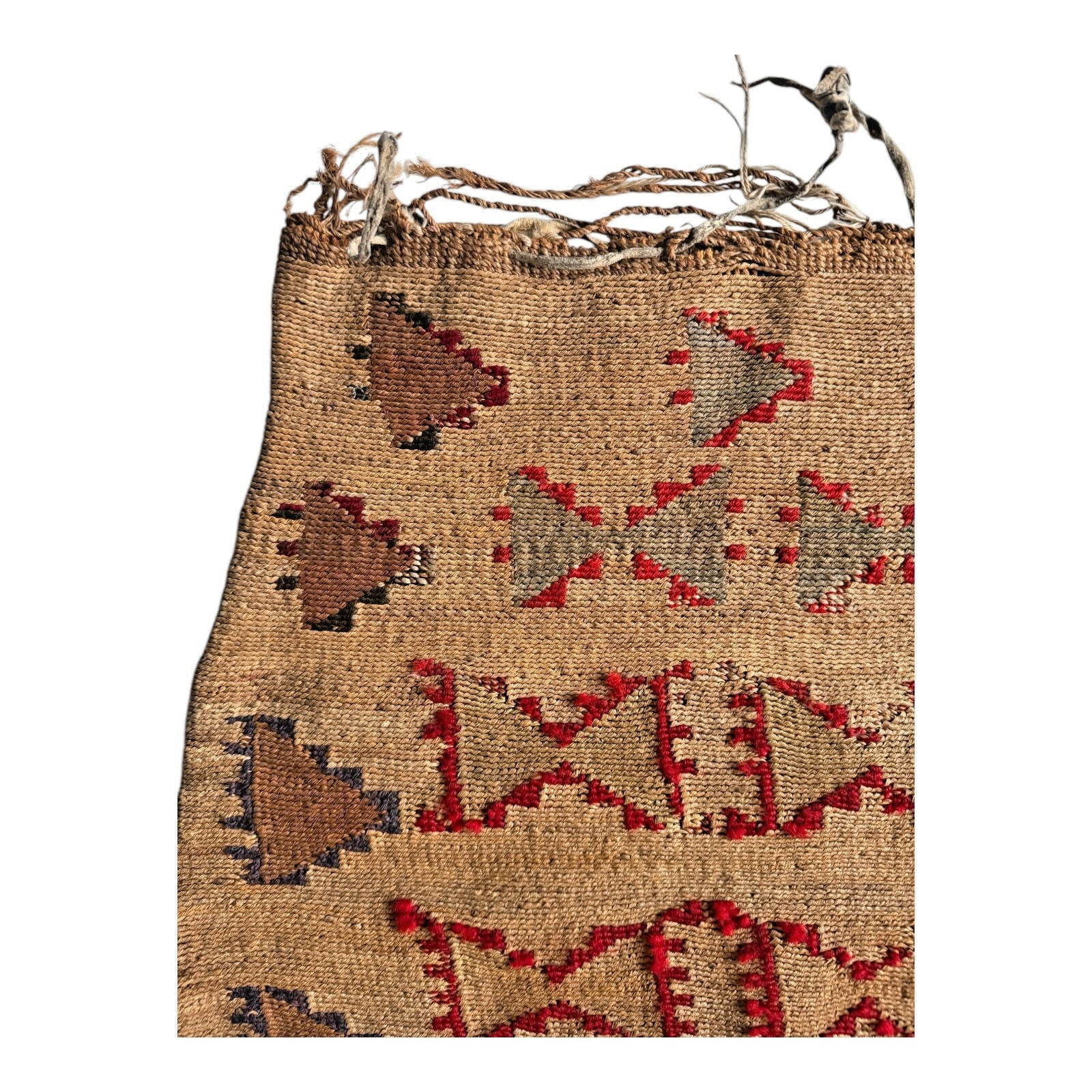 Antique Native American Plateau Nez Perce Double Sided Corn Husk Flat Bag