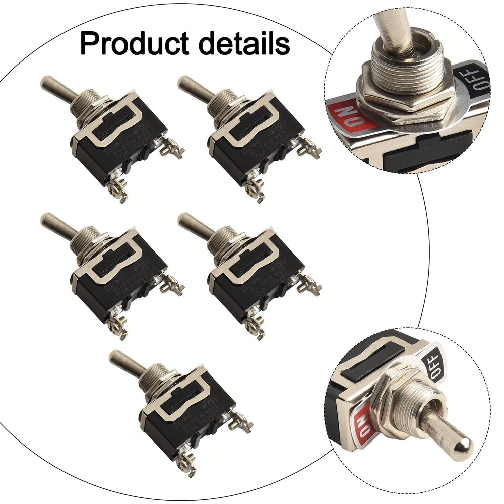 Five Pack Waterproof On Off Metal Toggles Suitable for Electrical Projects