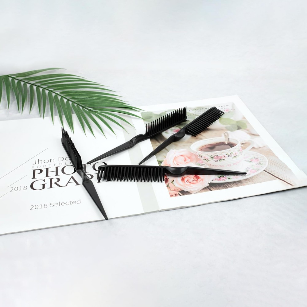 3-Row Rat Tail Styling Comb Set (4PCS) – Flexible for Medium, Black