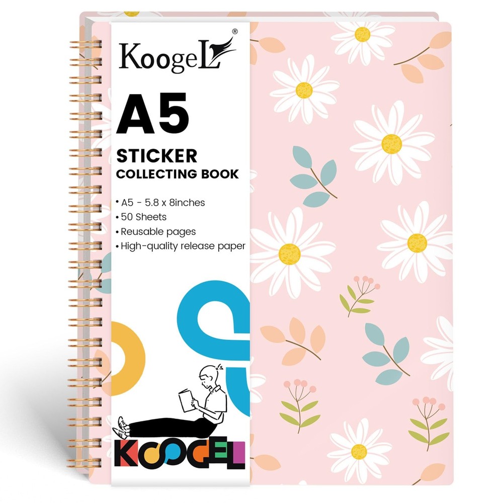 Koogel Sticker Collecting Book, Reusable Medium, Multi