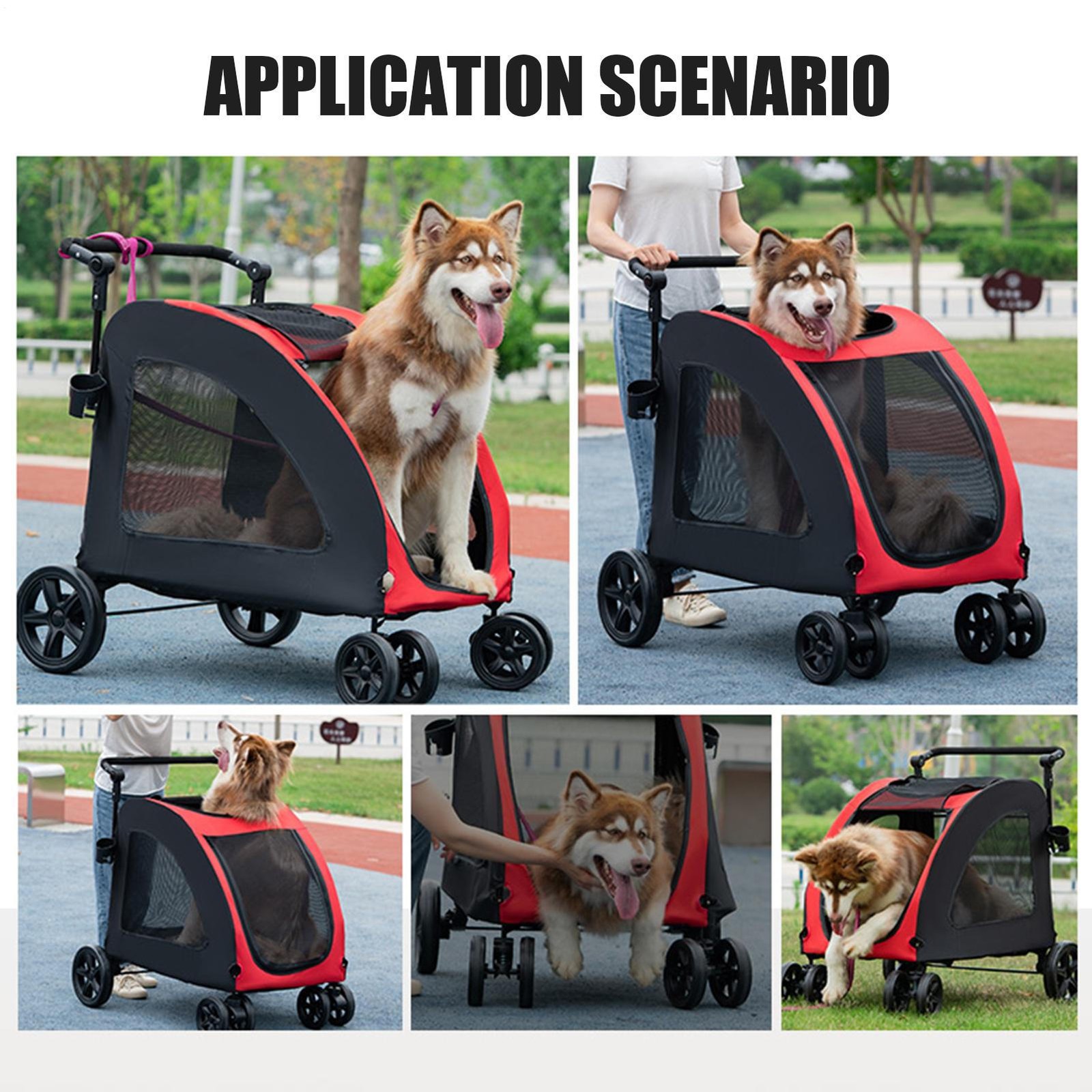 Extra Large Pet Stroller for Medium & Large Dogs - Foldable Design Up to 88 lbs