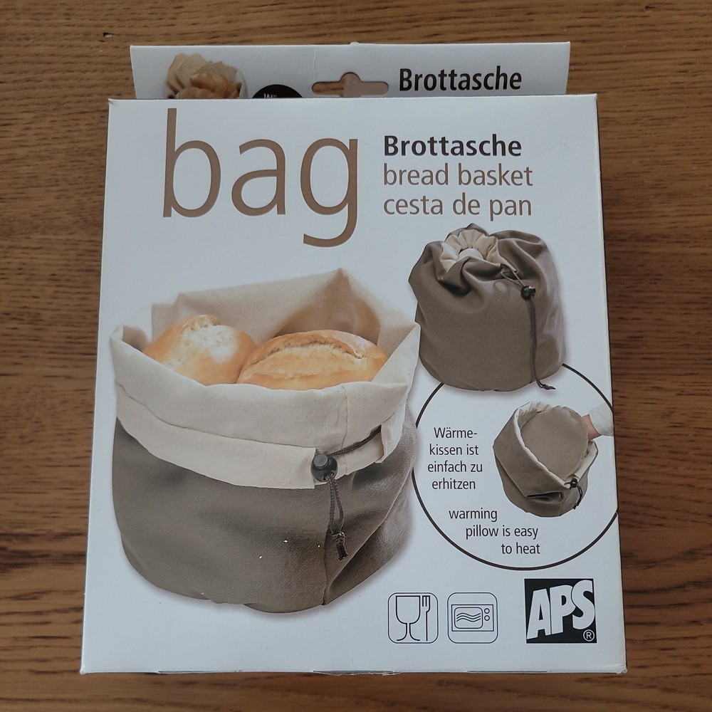 Aps Round Canvas Bag Beige for Bread Basket Bowl Buffet Store Kitchen Tableware