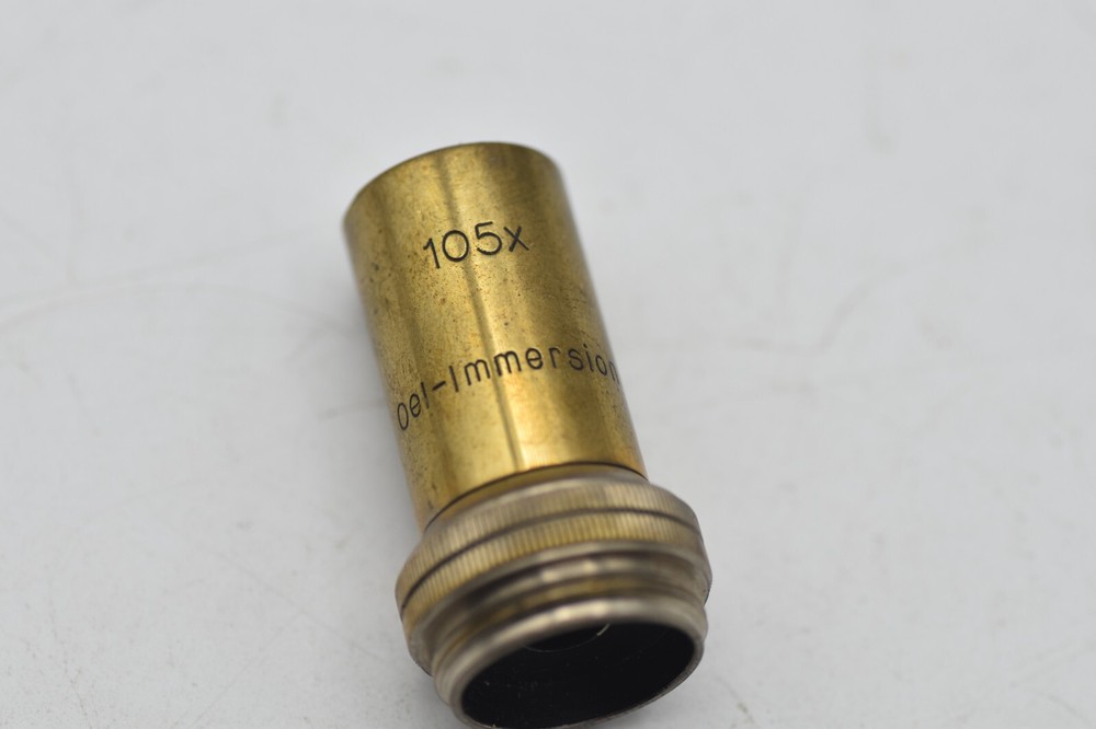 ANTIQUE BRASS MICROSCOPE OBJECTIVE 105X  OEL  IMMERSION