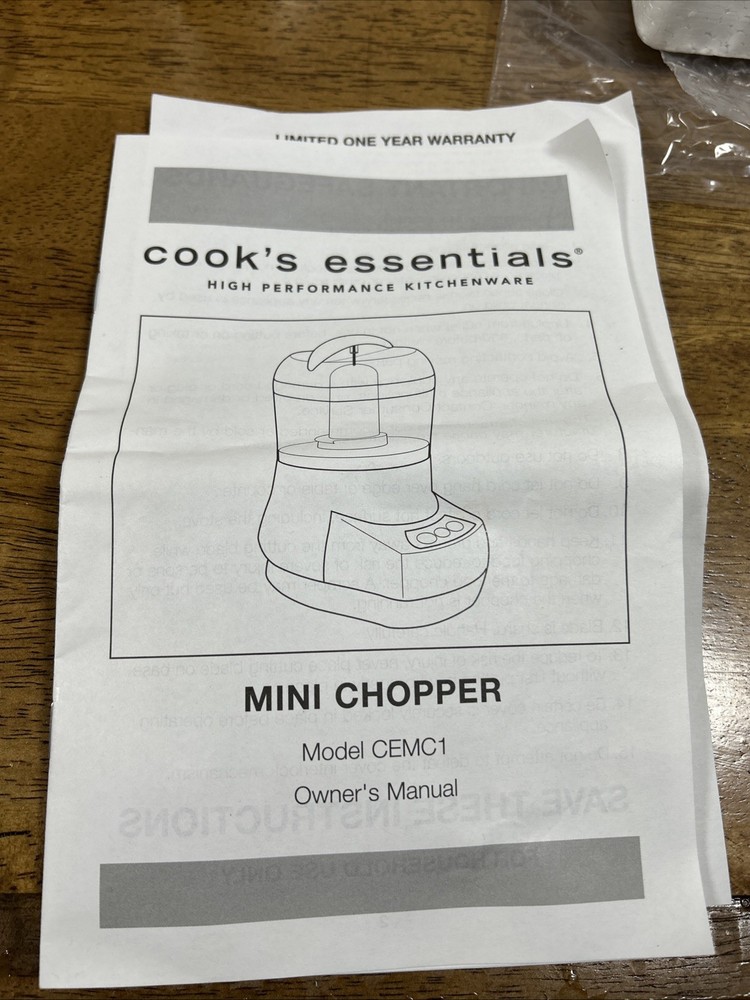 cooks essentials Mini Chopper Model cEMC1 Brand New
