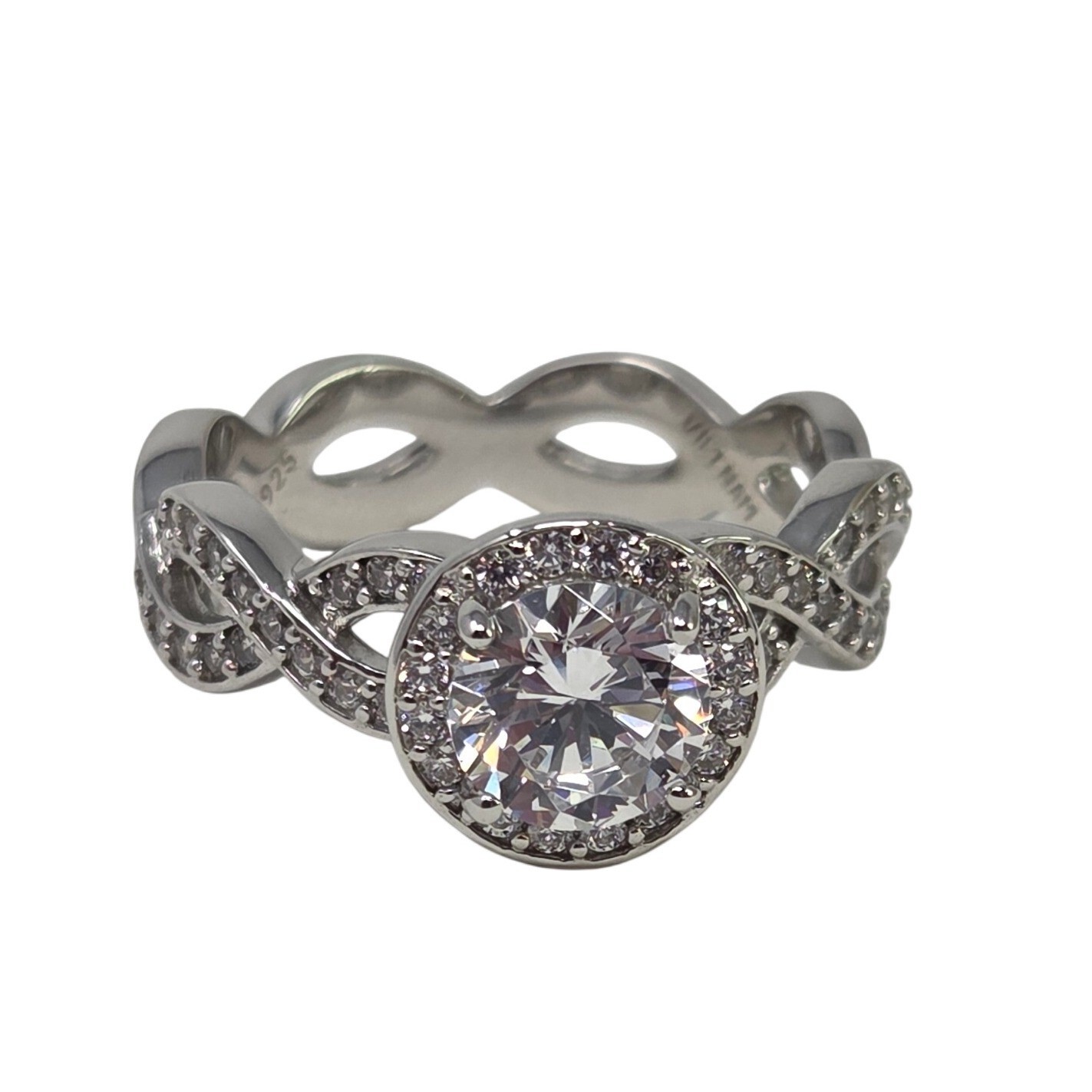 Sparkling Infinity Twist Engagement Ring Sz 8 925 Sterling Silver CZ