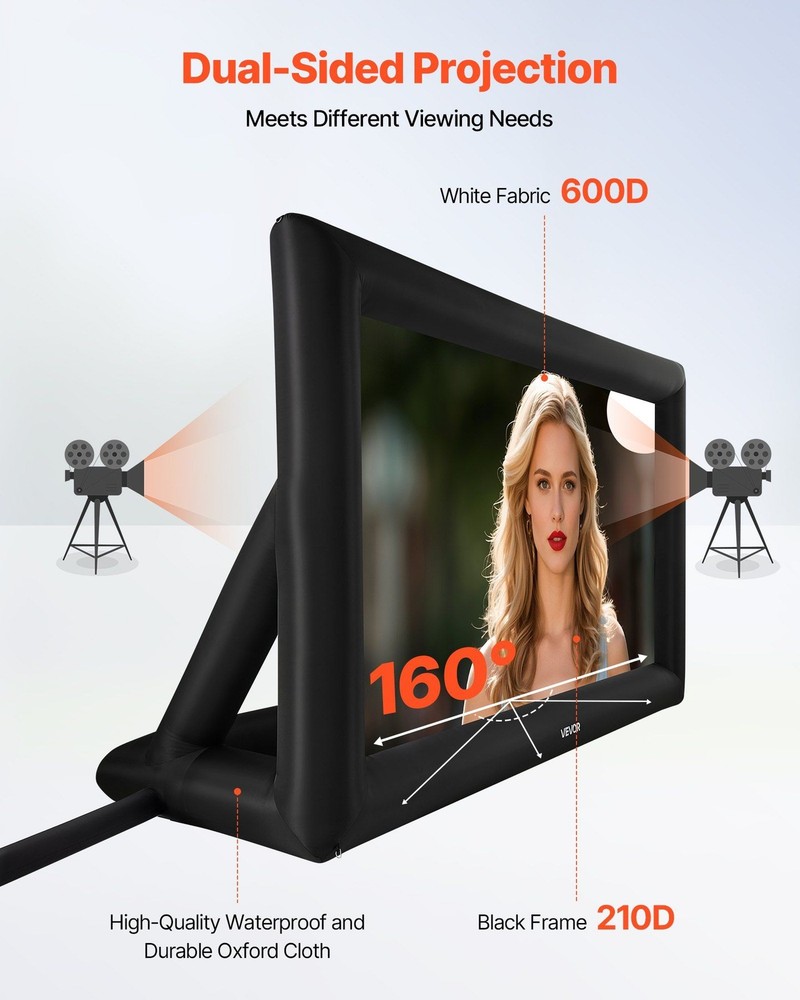 20FT Multi-Purpose Inflatable Screen 250W Blower Enhanced Image Clarity