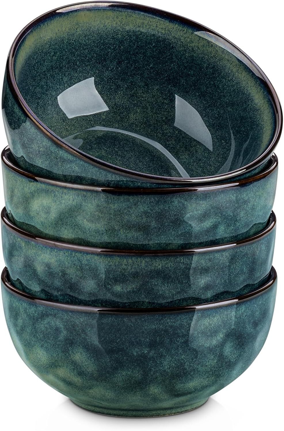 24oz Bowls for Soup, Ceramic Deep Soup Bowls Set of 4, Green Cereal Bowls Set