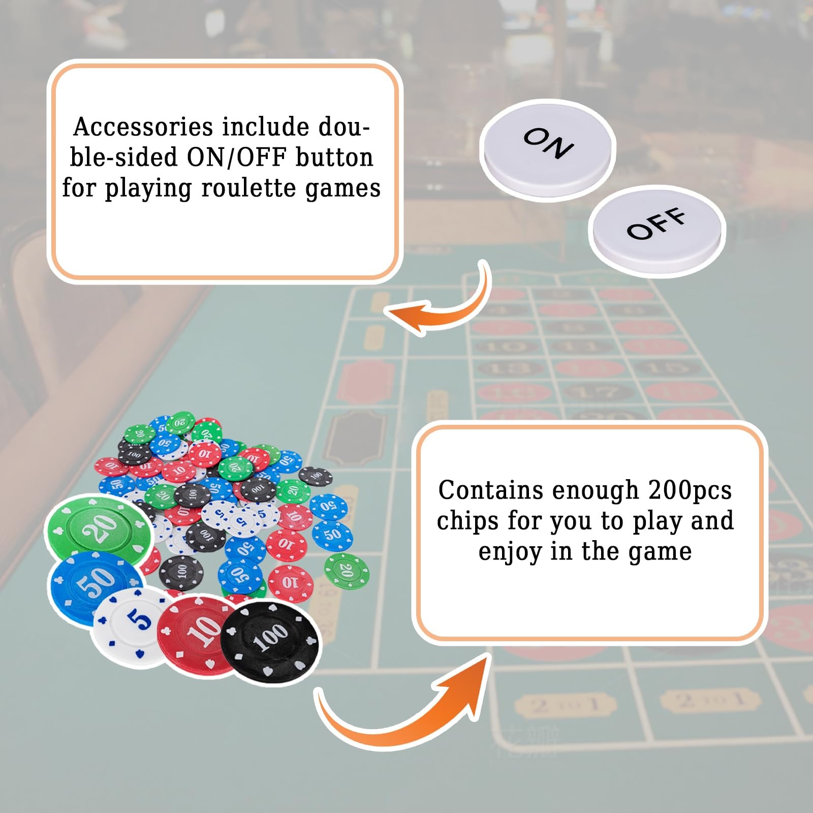 Roulette Wheel and Craps Set with Large Double Sided Felt, 10 Inch Roulette W...